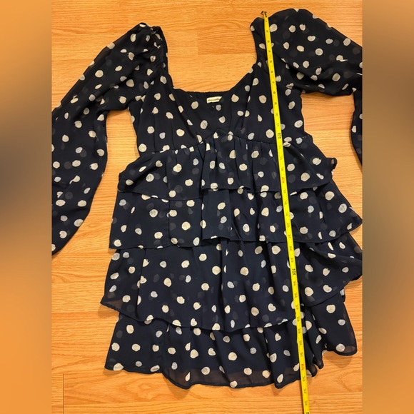 Abercrombie & Fitch Navy Polka Dot Long Sleeve Dress - Picture 5 of 6